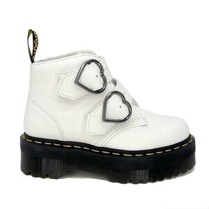 New Dr. Martens Devon Heart Platform White Leather Ankle Boots Kid’s Size 4 (36)